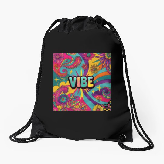Stay Wild - Psychedelic Boho 70s Vibes Drawstring Bags
