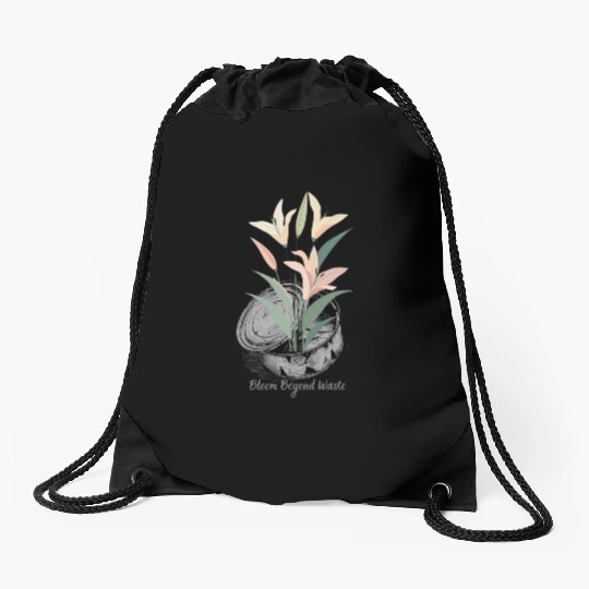Lily Can Recycle Sustainable Floral Design Eco Art Drawstring Bags