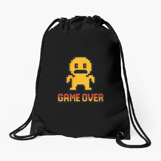 Retro Pixel Game Over – 8-Bit Character Design Drawstring Bags