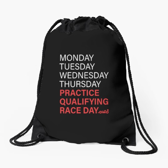 monday tuesday wednesday thursday practice qual Drawstring Bags