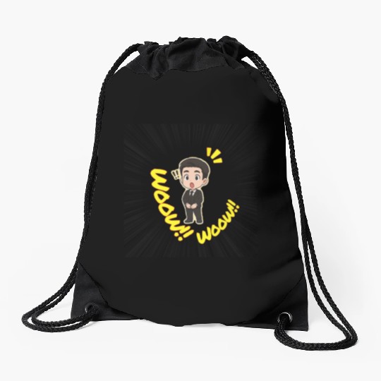 Surprised Business Man Illustration Drawstring Bags