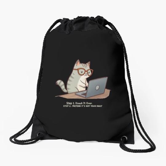 Keyboard Warrior Cat Drawstring Bags