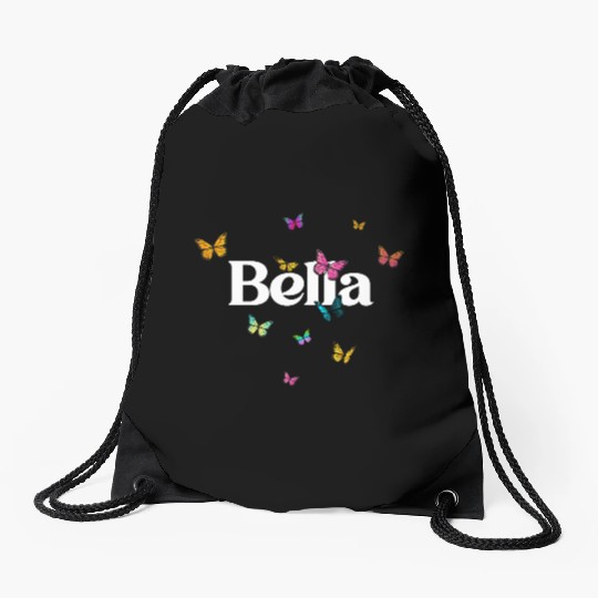 BELLA - beautiful girl name with cute butterflies Drawstring Bags