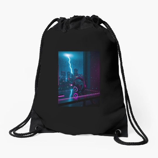 Cyberpunk Gaming Headset Drawstring Bags
