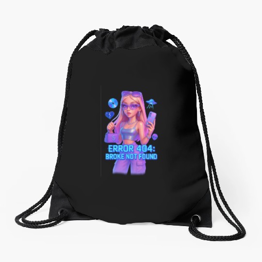 Y2K Rich Girl - ERROR 404 Bold Aesthetic Drawstring Bags