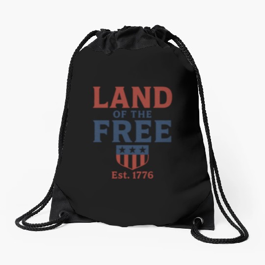 Land of the Free Patriotic Badge Drawstring Bags