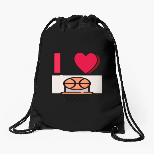 I LOVE BASKETBALL #2 Drawstring Bags