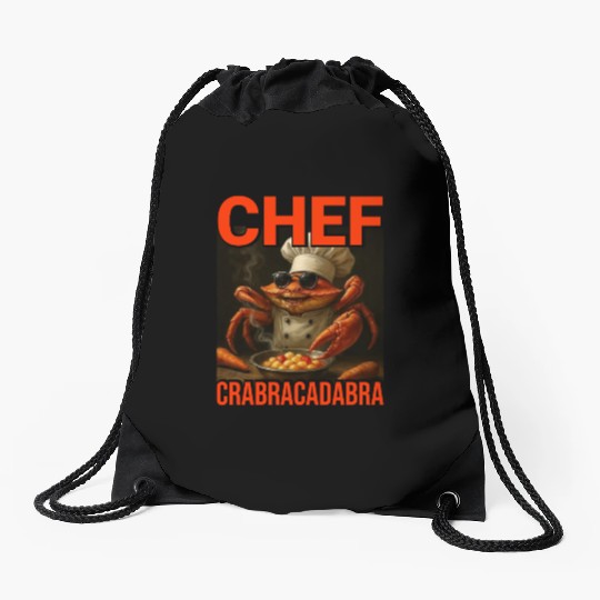Chef Crabracadabra Drawstring Bags - Meme Magic Crab Chef