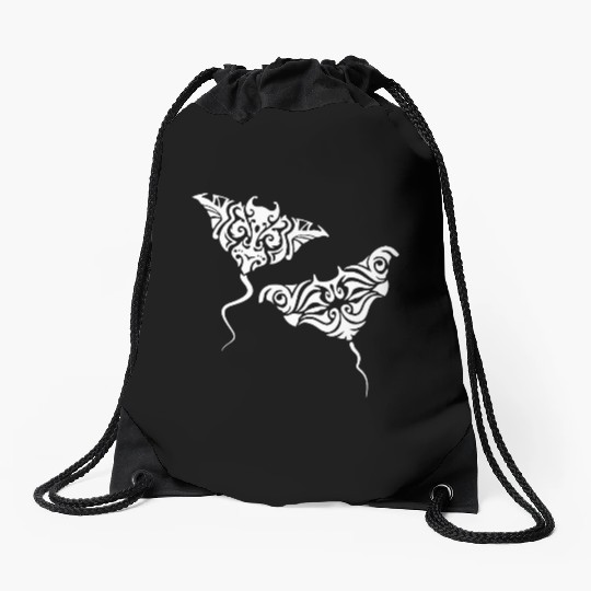 Intricate Butterfly Tribal Pattern Drawstring Bags