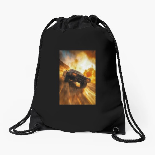 Muscle Car in Firestorm Drift Drawstring Bags