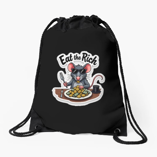 Eat the Rich Rat – Street Rebellion Drawstring Bags