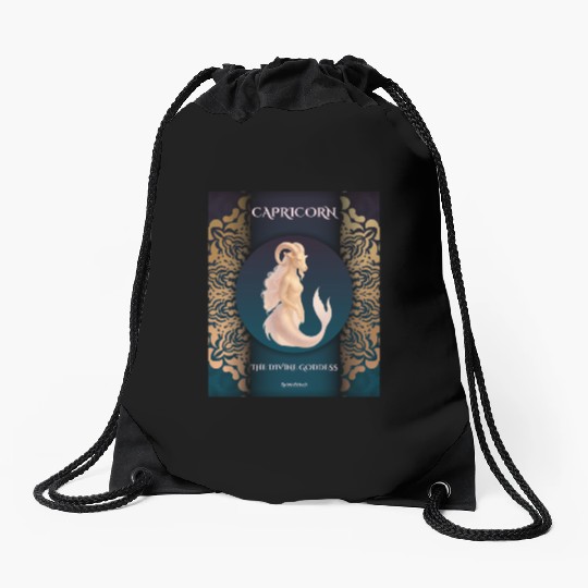 Capricorn Divine Goddess Illustration Drawstring Bags