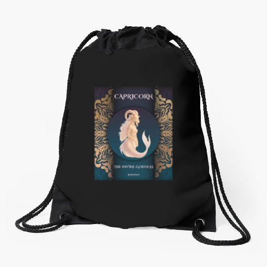 Capricorn Divine Goddess Illustration Drawstring Bags