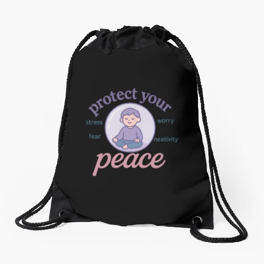 Serene Peaceful Meditation Design Drawstring Bags