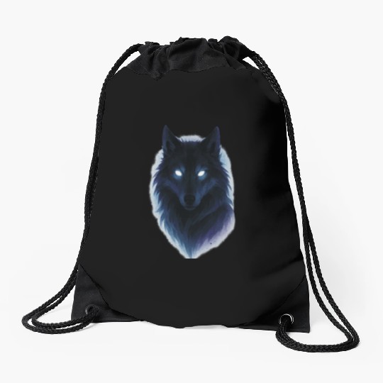 Enigmatic Howling Wolf Design Drawstring Bags