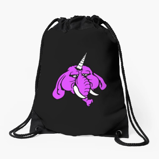 Unicorn Big Elephant Sitting Angry Sad Funny Cool Drawstring Bags