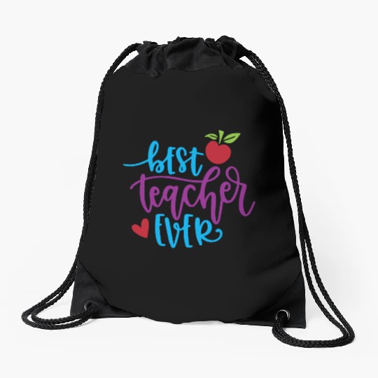 Best Teacher Ever – Apple & Heart Design Drawstring Bags
