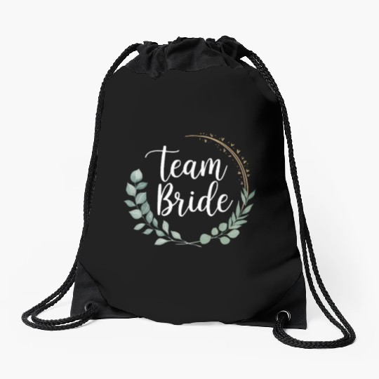 Team Bride Bridesmaid Eucalyptus Wedding Drawstring Bags