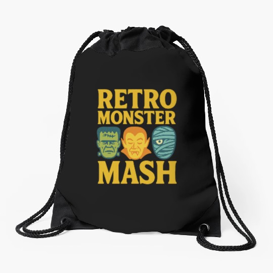 Retro Monster Mash Drawstring Bags Design