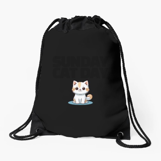Sunday Cat Day – Purrfectly Lazy Vibes Drawstring Bags