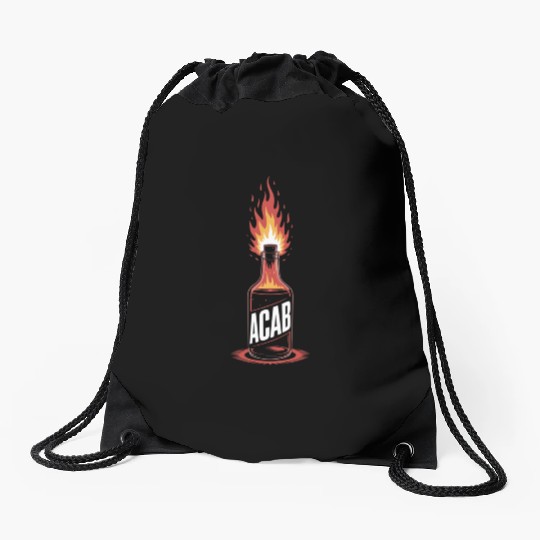 Fiery ACAB Bottle Illustration Drawstring Bags