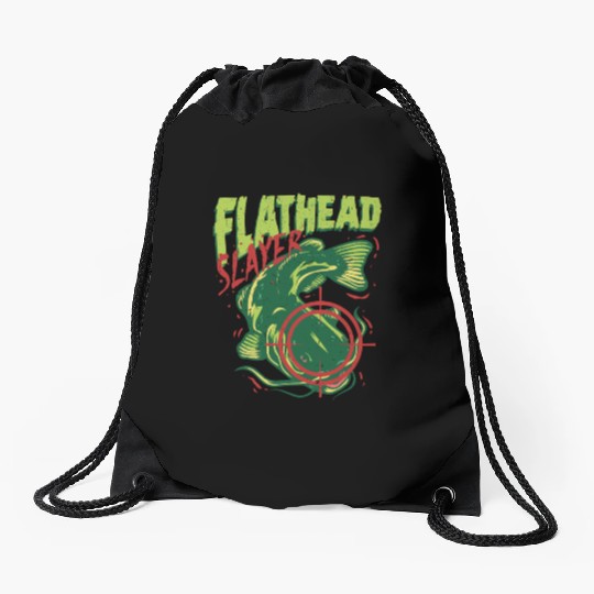 Flathead Catfish Flathead Slayer Drawstring Bags
