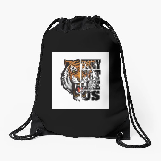 Bold Tiger and Protest Message Design Drawstring Bags