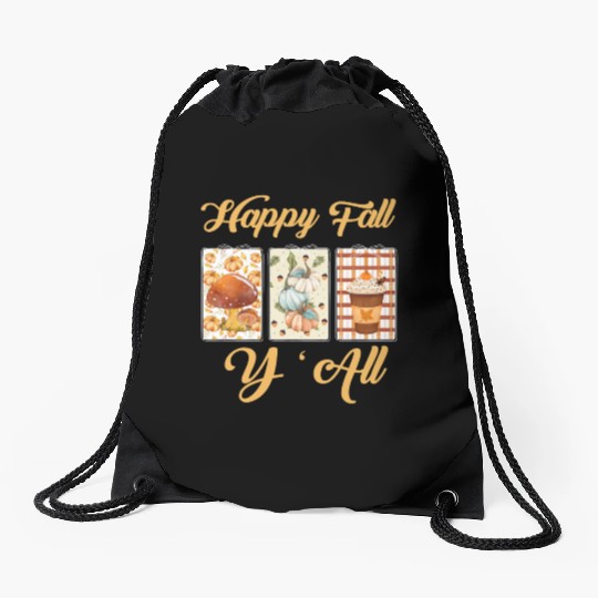 Happy Fall Y’all – Rustic Pumpkin Patch Vibes Drawstring Bags
