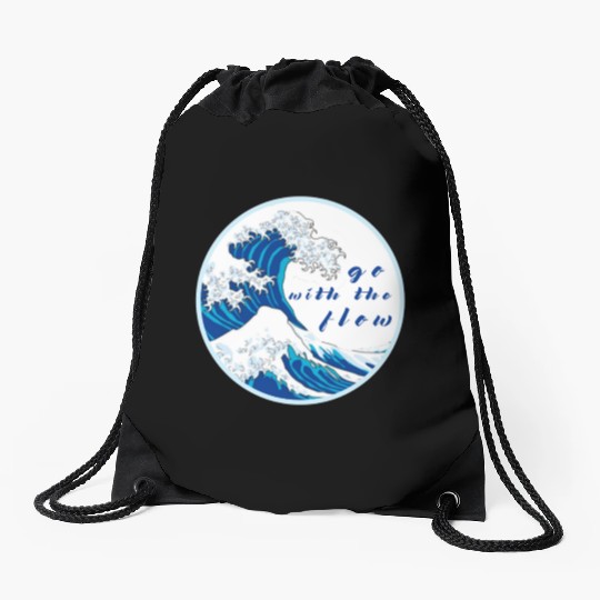 Go with The Flow Japanese Kanagawa Wave Drawstring Bags