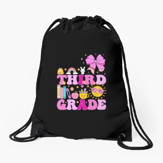 Hello Third Grade, Preppy Back to School Drawstring Bags