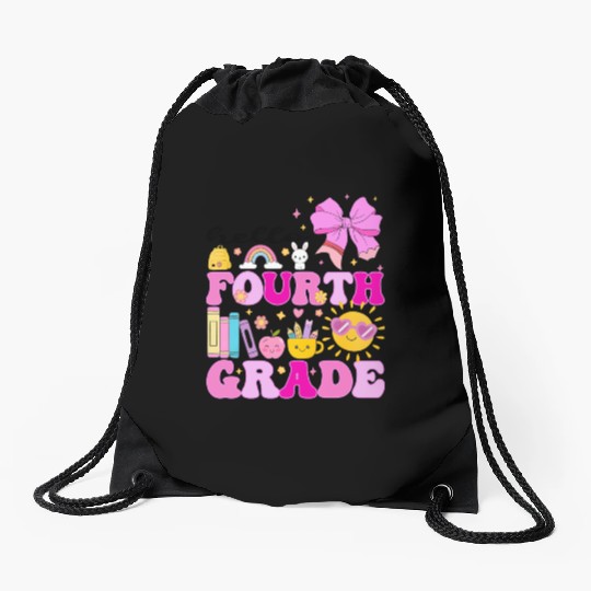 Hello Fourth Grade, Preppy Back to School Drawstring Bags