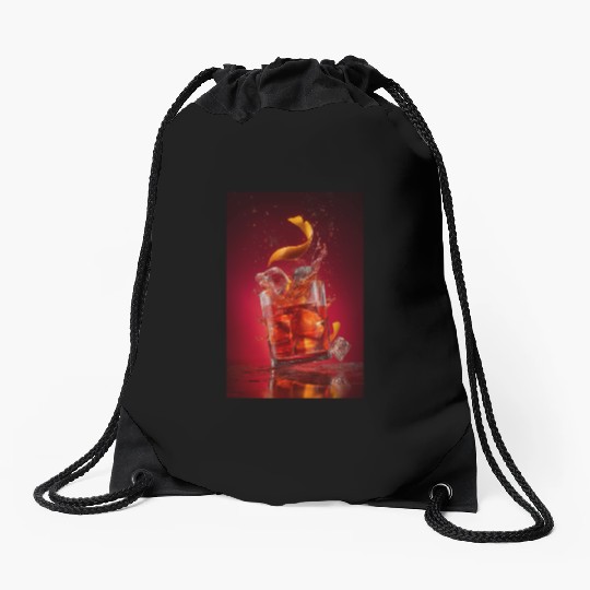 Splashing Negroni Cocktail Drawstring Bags
