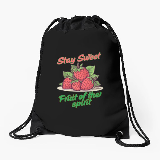 Stay sweet fruit of the spirit, vintage fruit Drawstring Bags