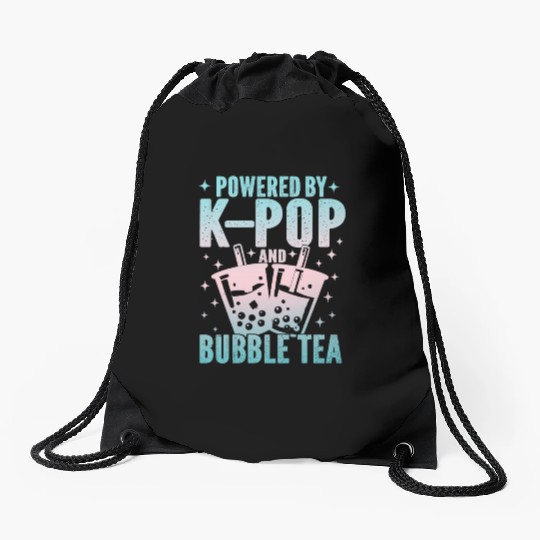 Powered by K-Pop and Bubble Tea | Cute Kawaii Boba Drawstring Bags
