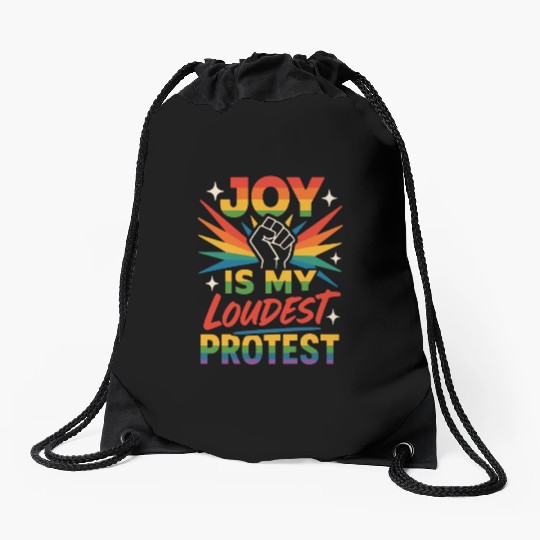 Queer Pride Queer Joy LGBTQ+ Affirmation Trans Drawstring Bags