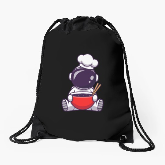 Cosmic Chef Cartoon Design Drawstring Bags