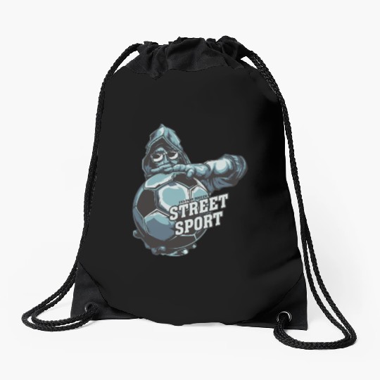 Street Soccer Fantasy Illustration Drawstring Bags