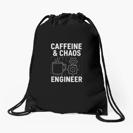 Caffeine & Chaos Engineer - Funny Coffee Tech Gift Drawstring Bags