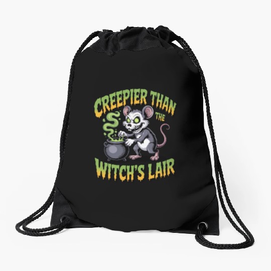 Creepy Mouse Witch Lore Drawstring Bags