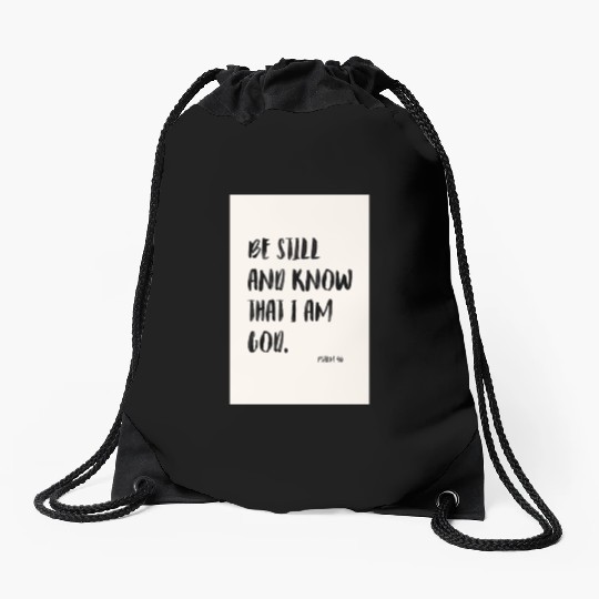 Psalm 46 Minimalist Christian poster Drawstring Bags