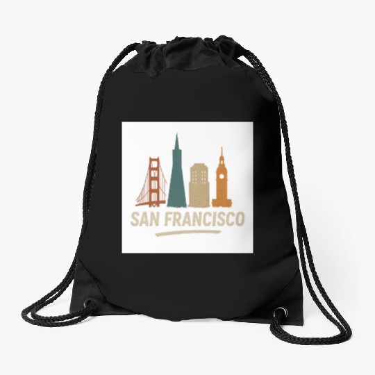 San Francisco Skyline Street Glow Drawstring Bags