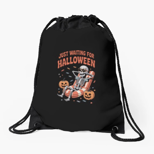 Relaxing Skeleton Halloween Mood Drawstring Bags