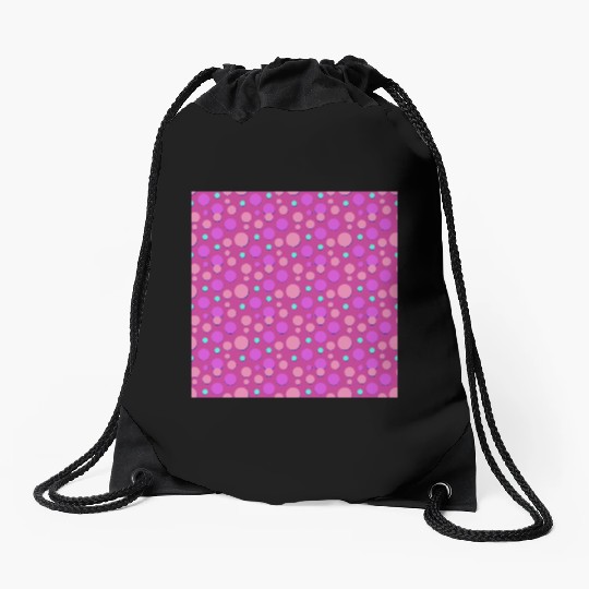 Vibrant Polka Dot Pattern in Pink and Purple Drawstring Bags