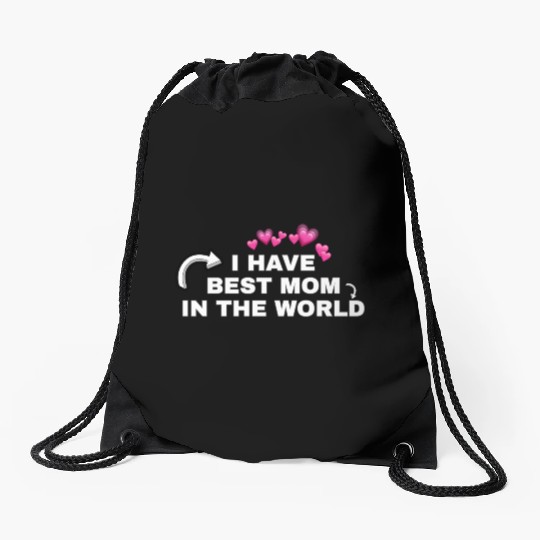 Best Mom Ever with Heart Icons Drawstring Bags