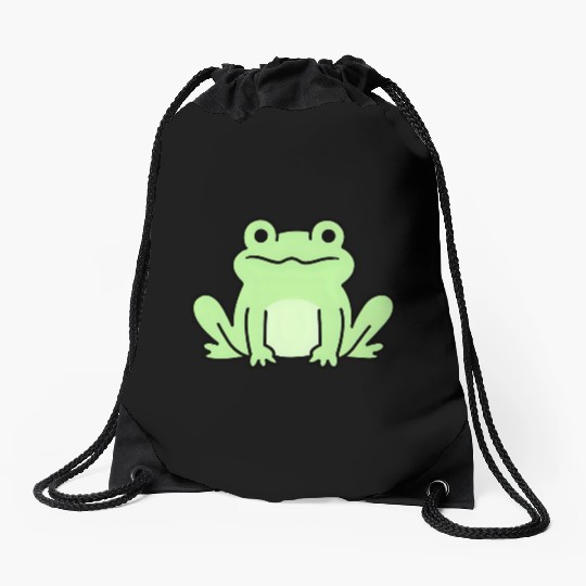 Lime Green Cartoon Frog Design Drawstring Bags