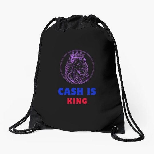 Royal Lion Crest with Crown and Bold Text Drawstring Bags