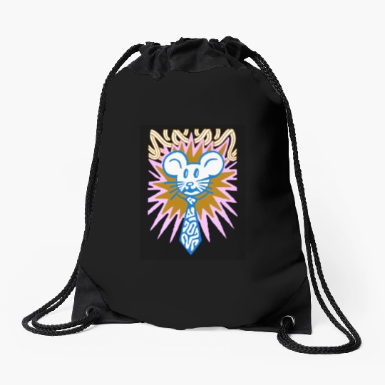 Neon Mouse Head with Radiant Burst Drawstring Bags