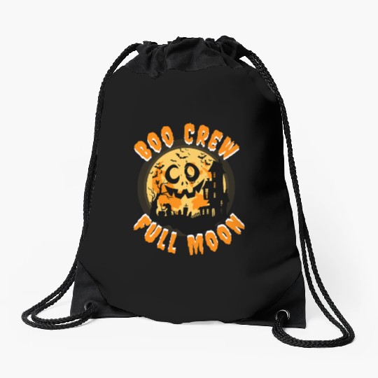 Halloween Boo Crew Full Moon Drawstring Bags