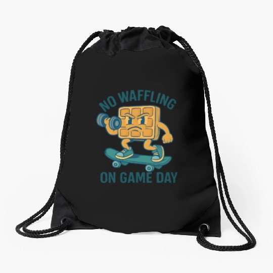 Waffle Character Skateboard Design Drawstring Bags