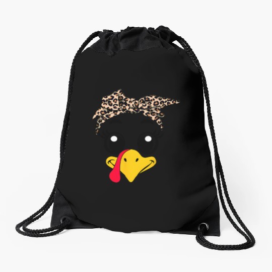 Leopard Print Headscarf Duck Face Drawstring Bags